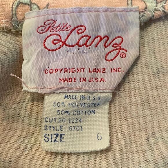 Vintage Petite Lanz Bow Print Pullover Puff Sleeve Dress w/ Pockets Size 6 - Picture 5 of 5